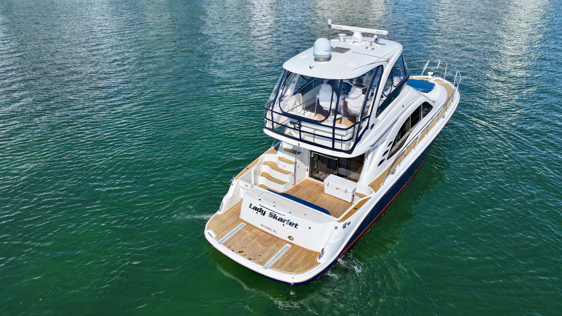 Stern of Lady Skarlet with teak deck and swim platform