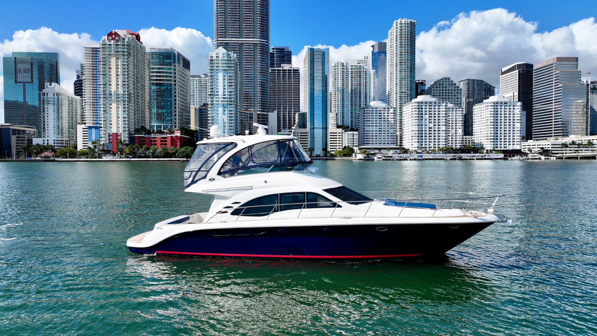 Lady Skarlet with the Miami skyline behind